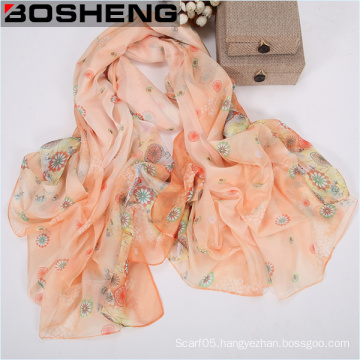 Women Fashion Soft Viscose Flower Print Scarf